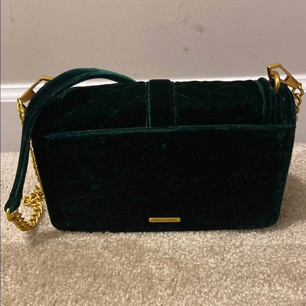 Rebecca Minkoff Green Velvet Bag with Gold Chain - Picture 2 of 8